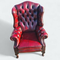A803 Eredeti Angol Chesterfield füles bőr fotel