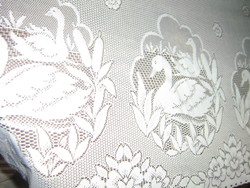 Beautiful vintage swan pale cream colored stained glass curtain