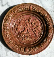 Antique plate, bowl, relief scene, Zsolnay, mythology, character, Roman, Greek. Video!