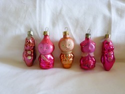 Old glass Christmas tree decorations - 4 fairytale characters! (Cipollino)