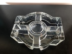 Vastag kristályüveg gyertyatartó, melegentartó VI. , jelzett (M108)