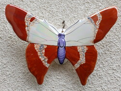 Gyönyörű óriás kerámia pillangó falidísz, falikép, 29 cm