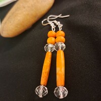 Bone and crystal earrings 7 cm