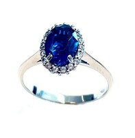 Blue stone white gold ring 54m