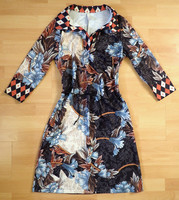 New Body Flirt Boutique Bonprix Colorful Pattern Floral 3/4 Sleeve Collar Women's Dress Italian Design