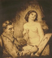Prihoda István (1891-1956) : Festő aktmodellel