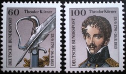 N1559-60 / 1991 Germany Karl Theodor Körner poet block stamps postal clerk