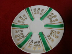 Keleti porcelán, zöld csíkos kávéscsésze alátét, átmérője 12 cm. Jókai.