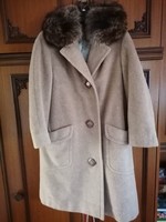 Női Ezüst róka szőrme galléros kabát L - XL