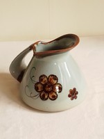 Vintage mexican veracruz ken edwards marked stoneware ? Glazed spout, small jug, flower pattern