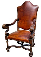 A816 Antik chesterfield stílusú bőr fotel,trónszék