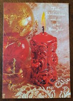 Karácsonyi és újévi képeslap postatiszta üdvözlőlap üdvözlőkártya levelezőlap gyertya mintával