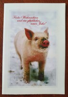 Christmas postcard postcard greeting card greeting card postcard with pig pattern