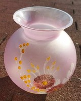 Kézzel festett üveg gömbváza - üveg váza - pink