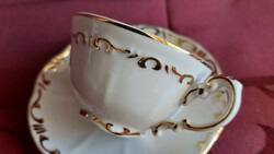 Zsolnay porcelán arany Stafír  kávés csésze aljjal