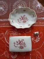 Hóllóháza porcelain box and bowl