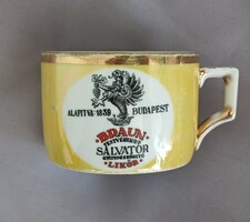 Zsolnay Braun Salvator likőr címeres teás csésze 8.8x6cm