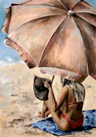 Vacation by the sea - oil painting - 70 x 50 cm