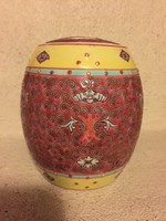 Érdekes tetővel kínai kézzel festett porcelán edény (42)