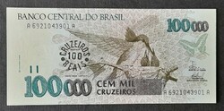 Brazil * 100000 cruzeiros 1993 - 100 cruzeiros reais overstamp