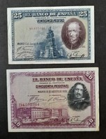 Spanyolország * 25-50 peseta 1928