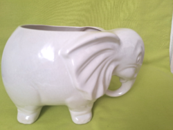 Retró kerámia kaspó, fehér elefánt figura ( nem kicsi)