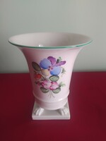 Antique Herend lion's claw vase with hand-painted flower decor, flawless, marked, 18 cm