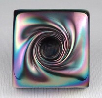 1K937 old iridescent glass candle holder 7.5 X 7.5 Cm