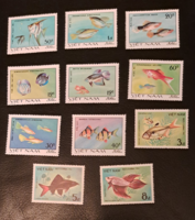 Vietnam fish stamp series post clear b/1/5