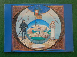 2 db Képeslap - Bibliotheca Corviniana sorozatból: GRADUALE /1, Mátyás bélyeggel, párban