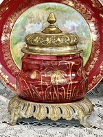 Art Nouveau glass-lined sugar bowl