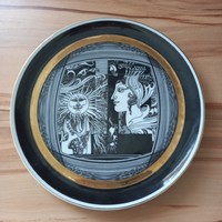 Hollóháza porcelain bowl, with the work of Saxon Endre, approx. 20 cm diam.