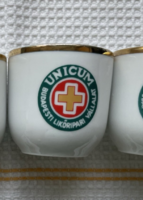 Retro porcelán pohár, kupica - Unicum Budapesti Likőripari Vállalat, Hollóházi porcelán