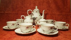 6 Personal, beautiful pink, gilded, baroque porcelain tea set mz Czechoslovak