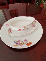 Marked Czech porcelain serving bowl and marked sauce cup