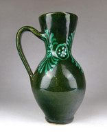 1G468 old green glazed cantor Alexander Karcag ceramic mug 19 cm