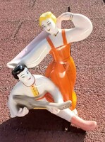 Soviet - marked - couple of Russian dancers with balalaikas - figural porcelain