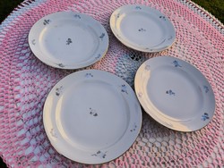 Zsolnay porcelán kék virágos lapos tányér 4 db eladó!