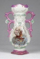1Q543 antique Ferenc József porcelain vase commemorative vase 12.7 Cm