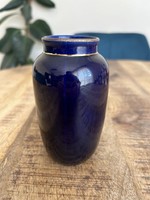 Cobalt blue vase by Hollóháza artisan