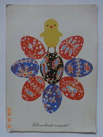 Old graphic Easter greeting card, drawing by Sándor Ernyei