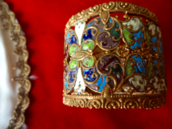 Antique napkin ring, copper and fire enamel technique 4.5 cm x 3.6 cm