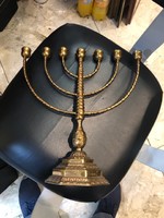 Menorah made of copper, solid, size 35 x 30 cm, old work.
