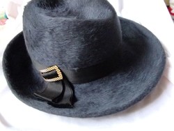 Vintage széles karimájú angóra női kalap