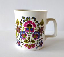 Vintage marked English hand painted stoneware mug with field flowers pattern