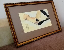 Female nude with frame.