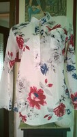 White large flower light blouse-shirt-women's top s-m