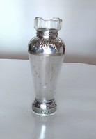 Szecessziós, ezüstözött Moritz Hacker váza, eredeti üvegbetéttel