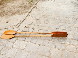 Antique inlaid kayak oar/paddle pair from around 1940 in good condition for wall decoration
