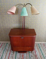 East German art deco style retro bar cabinet with lamp.